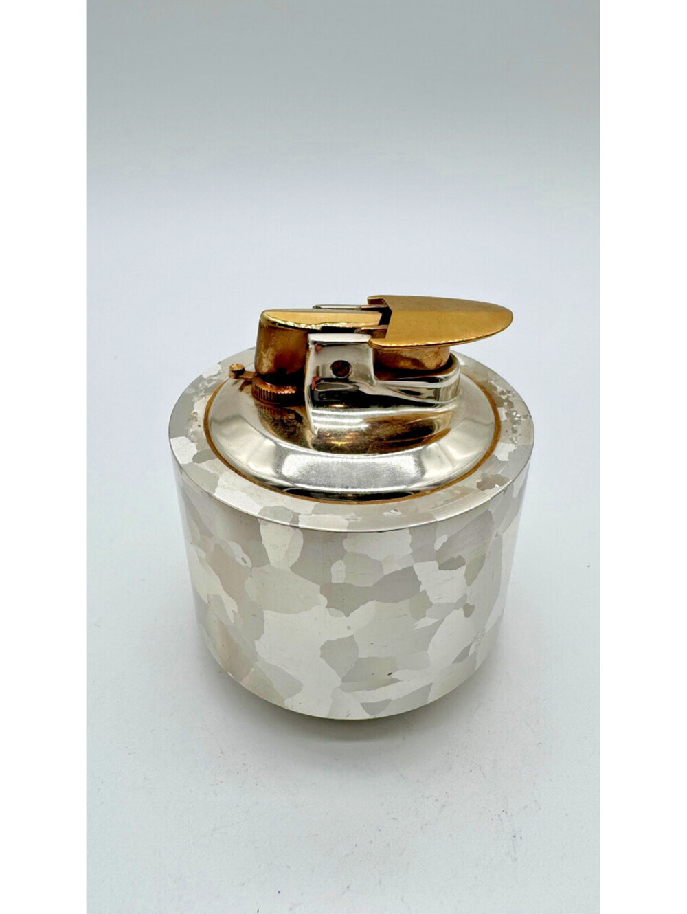 Vintage Ronson Varaflame Luralite Table Lighter - Mid-Century Art Deco Pattern